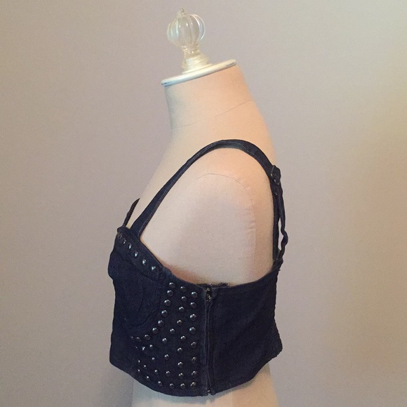 FOREVER 21 Studded Denim Crop Top - Picture 2 of 4
